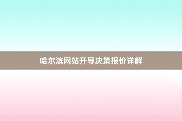 哈尔滨网站开导决策报价详解